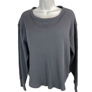 Gap Women's Waffle Thermal Top Shirt Crew Neck -  Flowy - Size M - Slate Blue